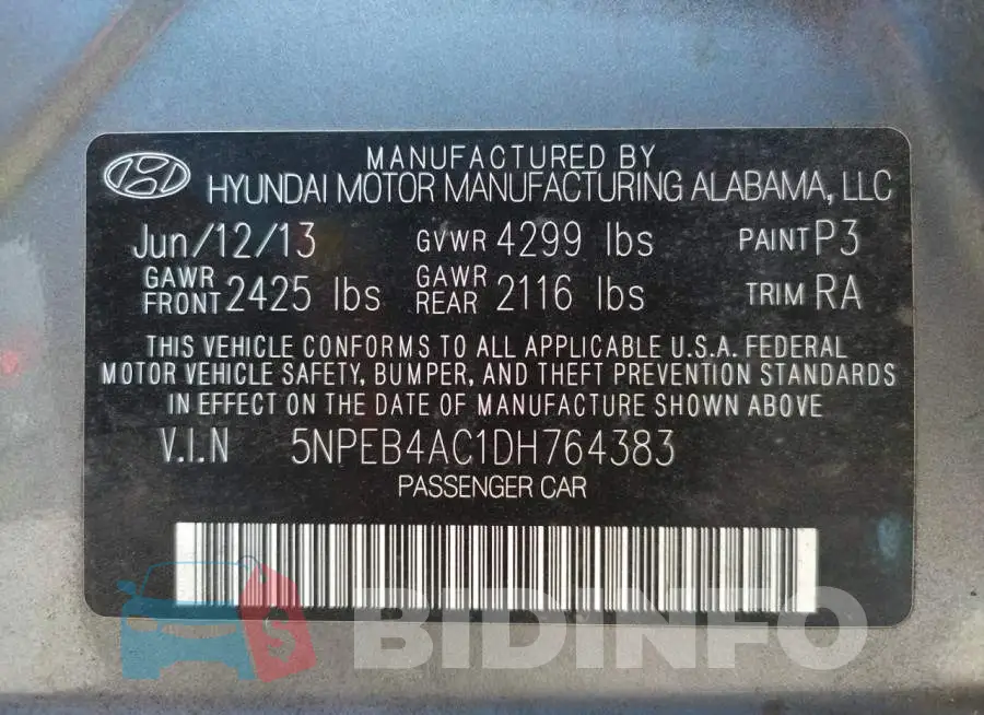 5NPEB4AC1DH764383 Photo# 10