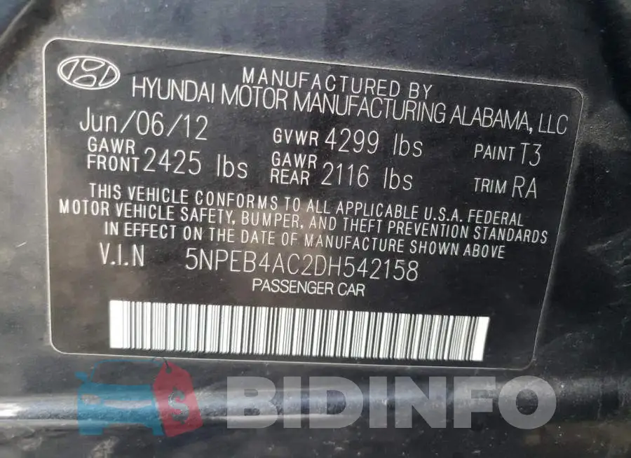 5NPEB4AC2DH542158 Photo# 13