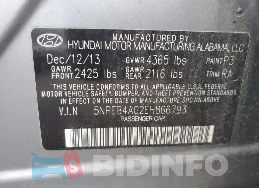 5NPEB4AC2EH866793 Photo# 12