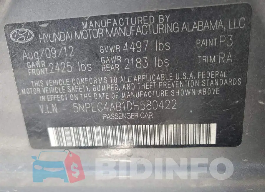5NPEC4AB1DH580422 Photo# 12