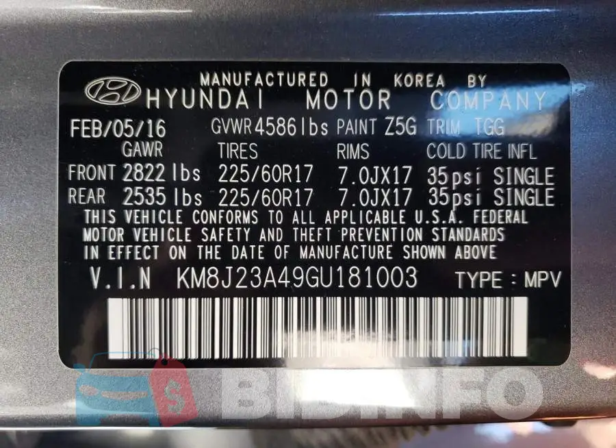 KM8J23A49GU181003 Photo# 12
