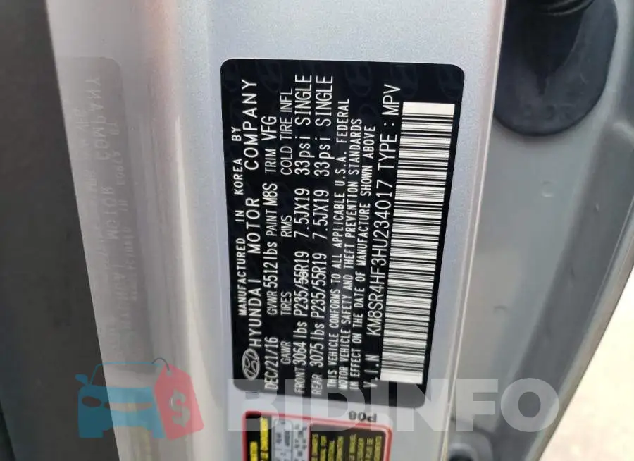 KM8SR4HF3HU234017 Photo# 14