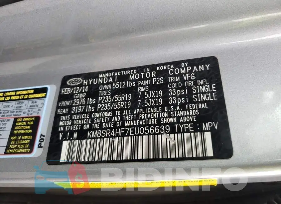 KM8SR4HF7EU056639 Photo# 13
