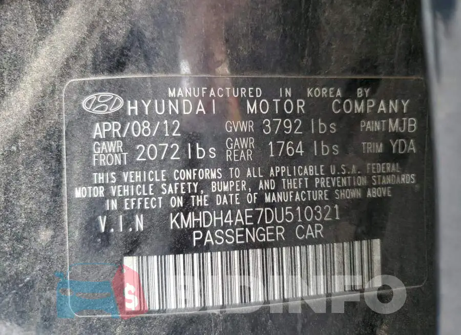 KMHDH4AE7DU510321 Photo# 10