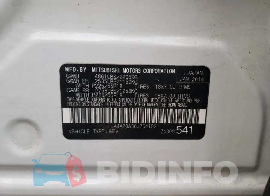 JA4AZ3A36JZ041521 Photo# 10