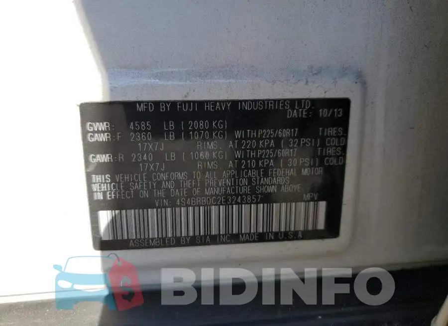 4S4BRBDC2E3243857 Photo# 10