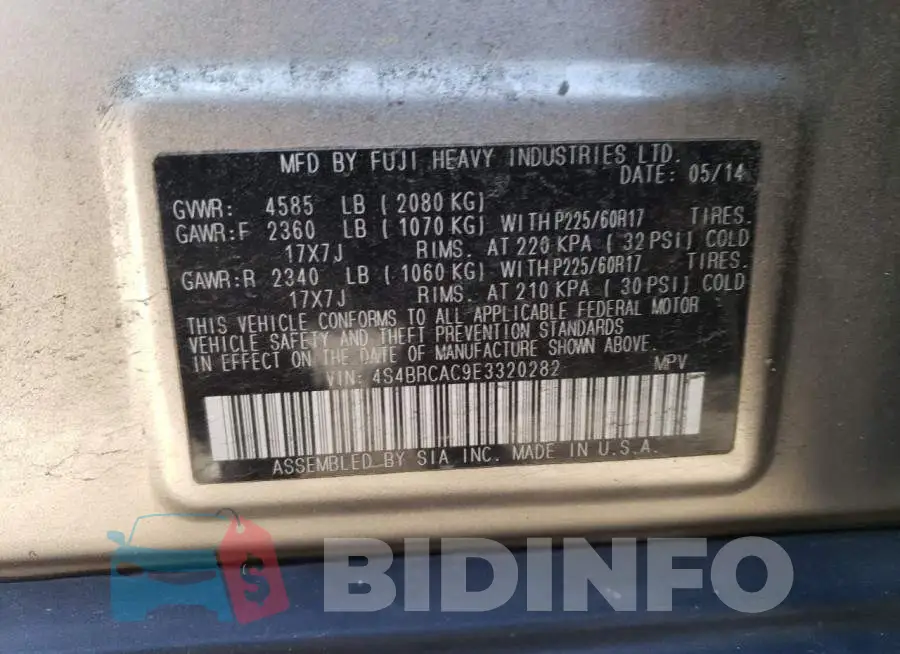 4S4BRCAC9E3320282 Photo# 13