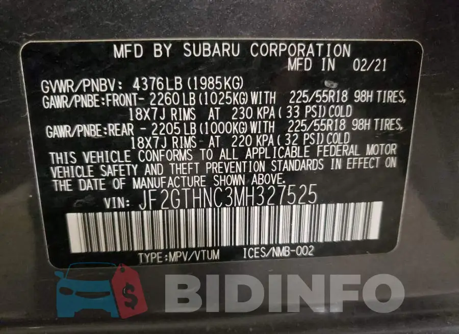 JF2GTHNC3MH327525 Photo# 12