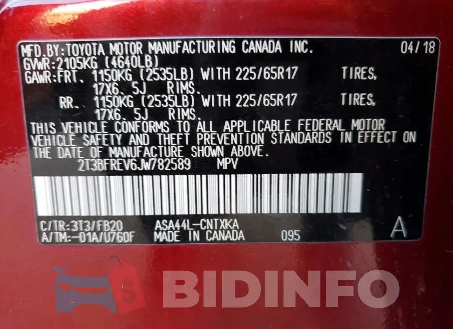 2T3BFREV6JW782589 Photo# 10