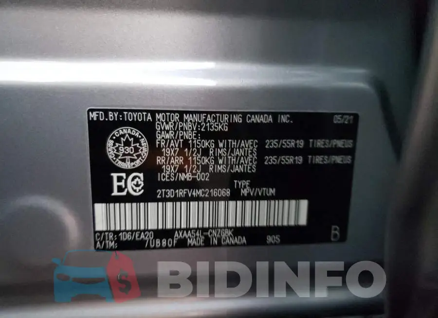 2T3D1RFV4MC216068 Photo# 14