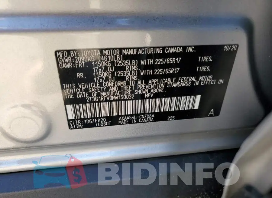 2T3G1RFV9MW150032 Photo# 12