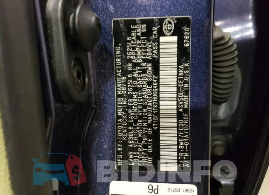 4T1BF1FK7HU664642 Photo# 12