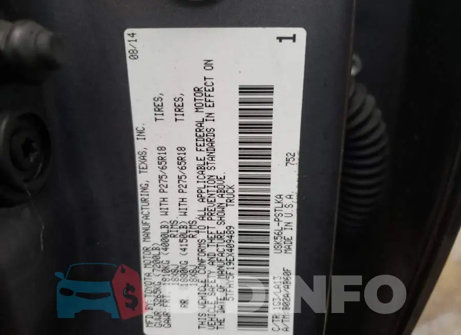 5TFHY5F19EX409489 Photo# 12