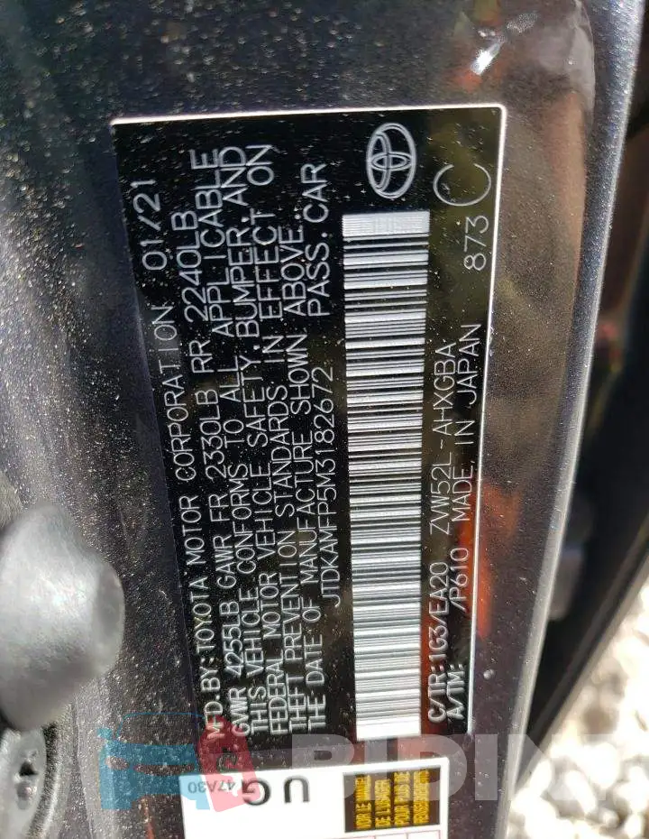 JTDKAMFP5M3182672 Photo# 10