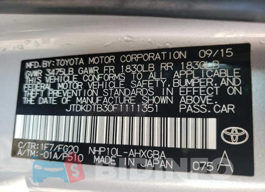 JTDKDTB30F1111351 Photo# 10