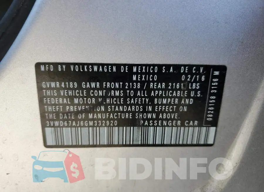 3VWD67AJ6GM332920 Photo# 10