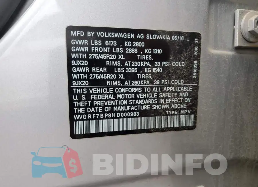 WVGRF7BP8HD000983 Photo# 14