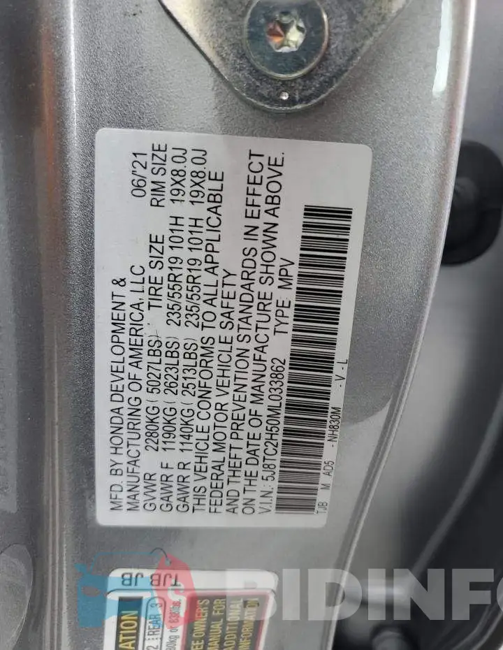 5J8TC2H50ML033862 Photo# 13