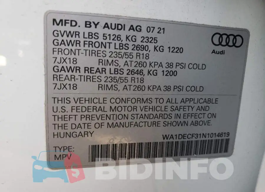 WA1DECF31N1014619 Photo# 10