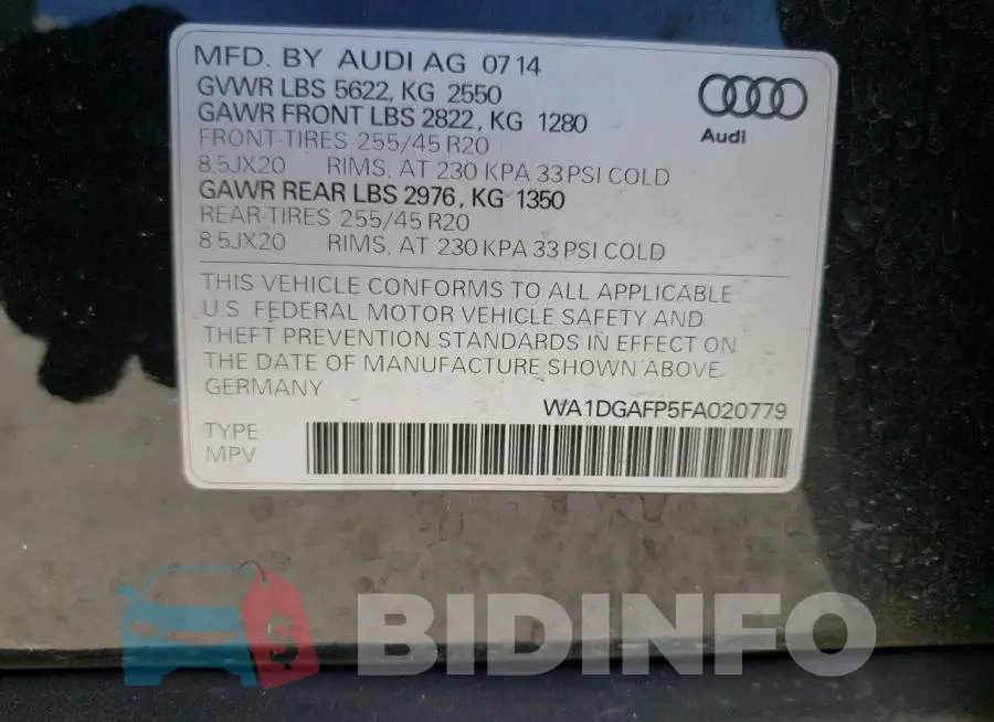 WA1DGAFP5FA020779 Photo# 10