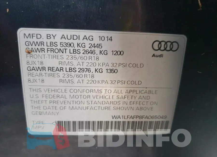 WA1LFAFP8FA065049 Photo# 10