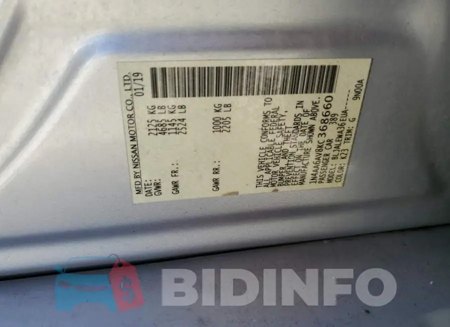 1N4AA6AV8KC368660 Photo# 13