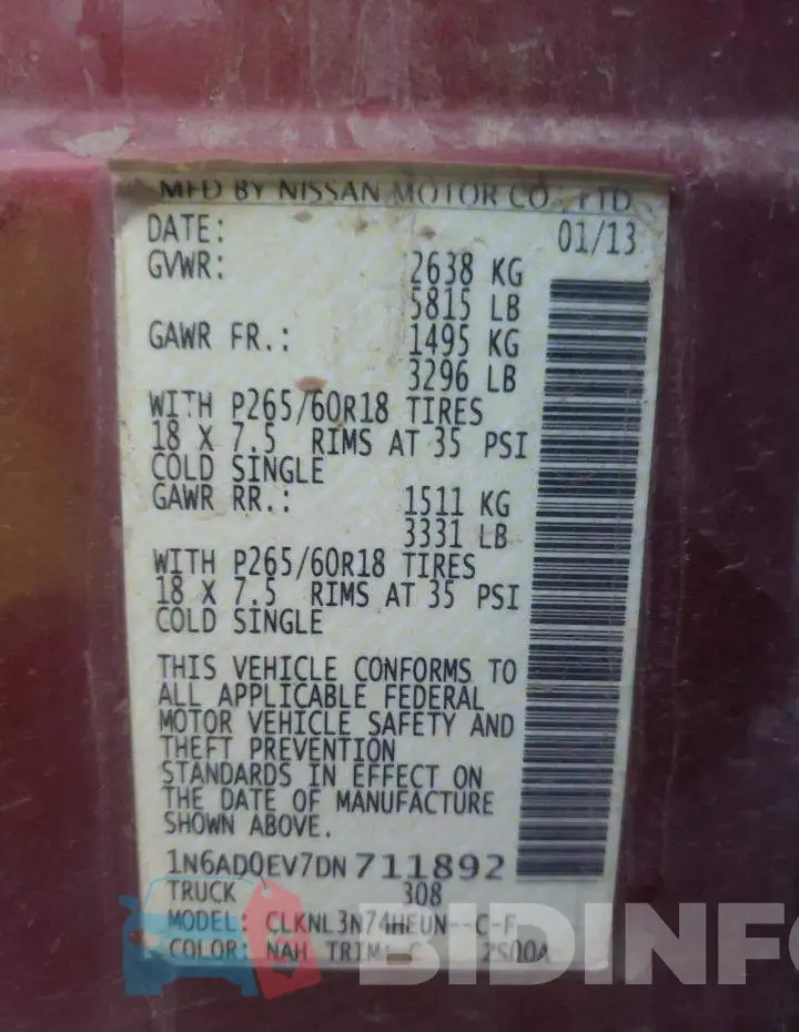 1N6AD0EV7DN711892 Photo# 10