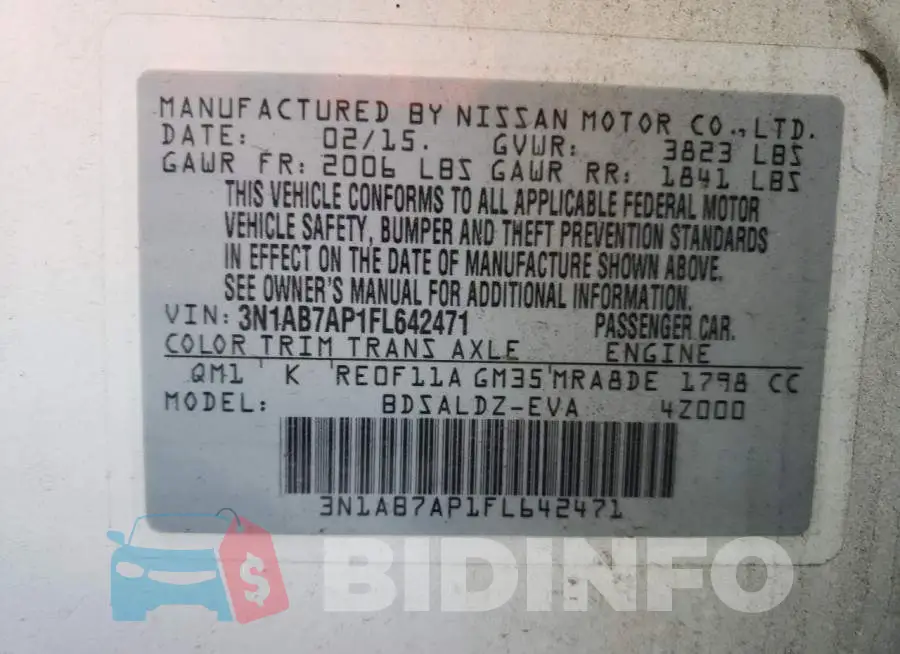 3N1AB7AP1FL642471 Photo# 13