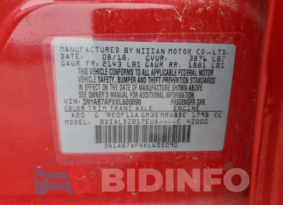 3N1AB7APXKL605090 Photo# 12