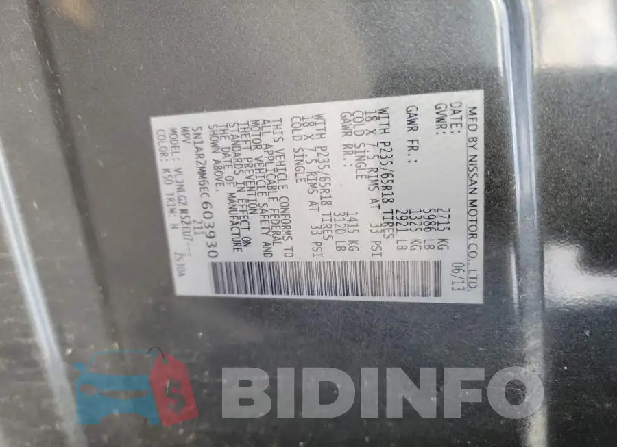 5N1AR2MM6EC603930 Photo# 10