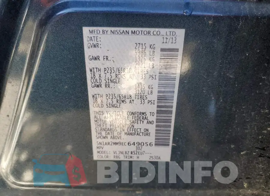 5N1AR2MM9EC649056 Photo# 13