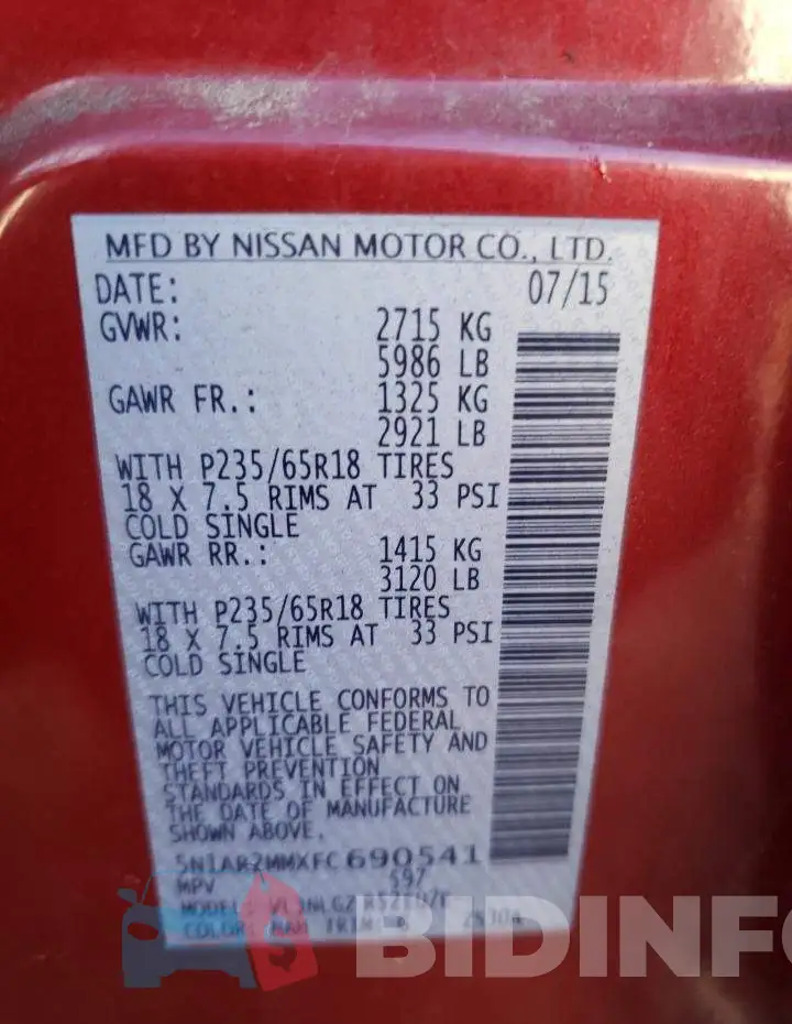 5N1AR2MMXFC690541 Photo# 10