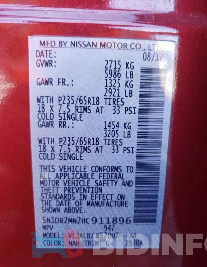 5N1DR2MN2HC911896 Photo# 10