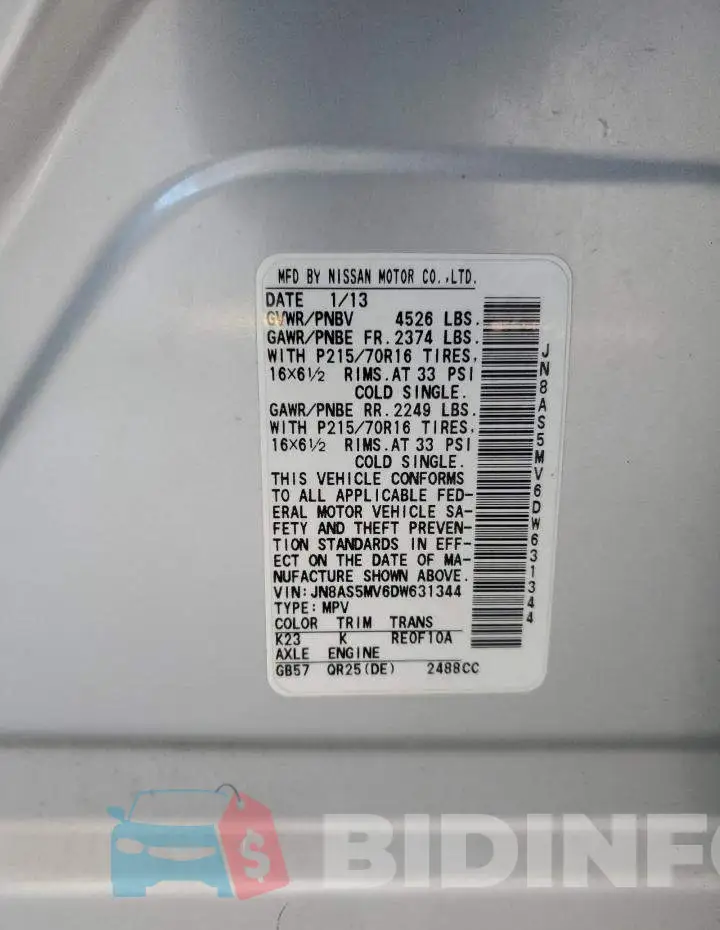 JN8AS5MV6DW631344 Photo# 10