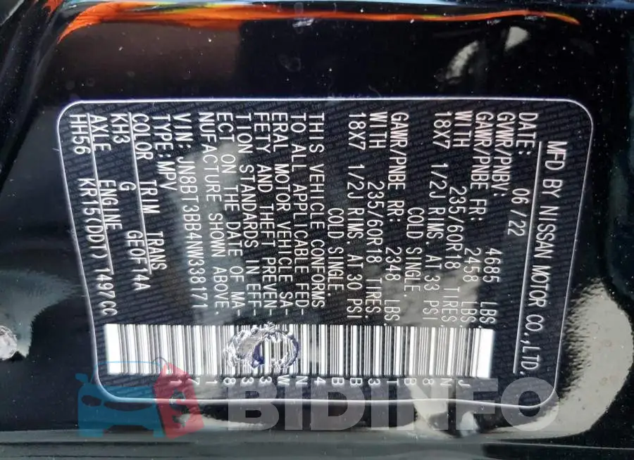 JN8BT3BB4NW338171 Photo# 10
