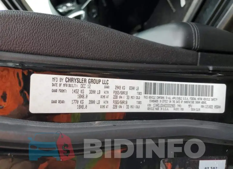 1C4RDJDG4DC632965 Photo# 13