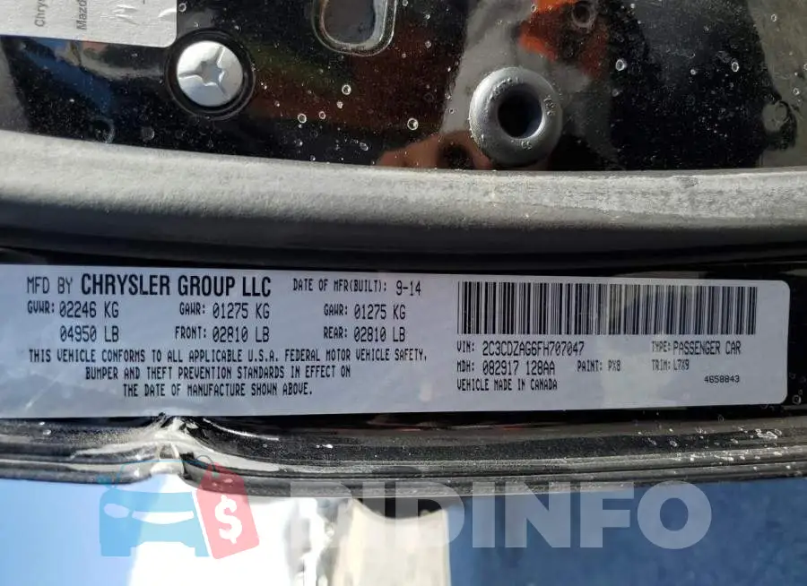 2C3CDZAG6FH707047 Photo# 10