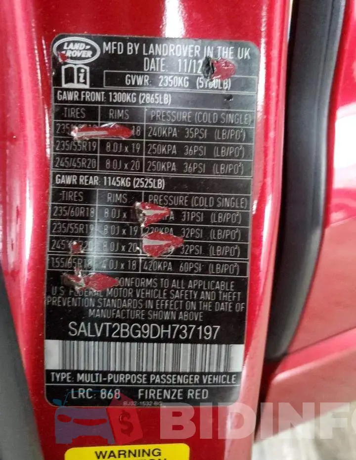 SALVT2BG9DH737197 Photo# 13