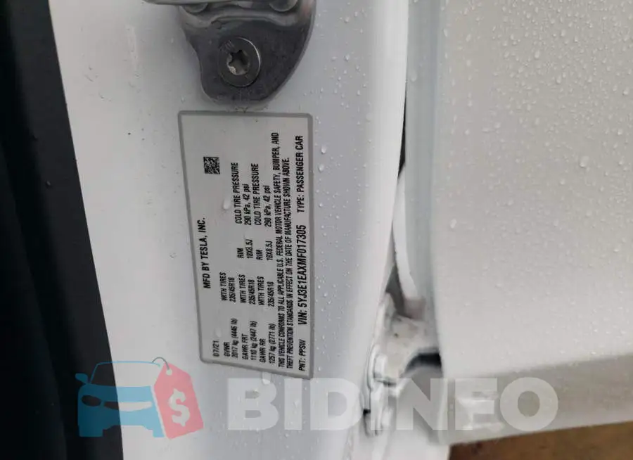 5YJ3E1EAXMF017305 Photo# 10