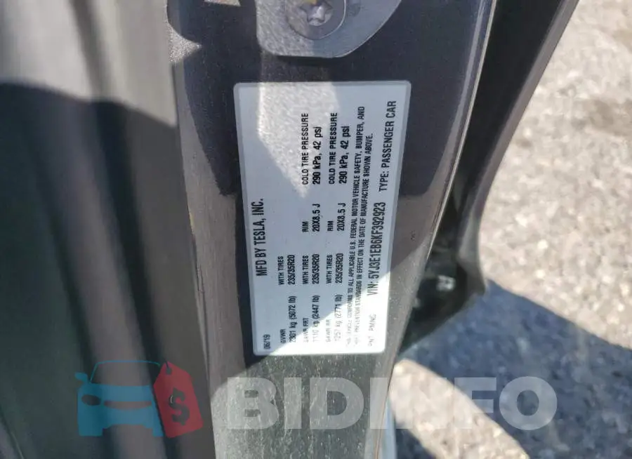 5YJ3E1EB6KF392923 Photo# 10