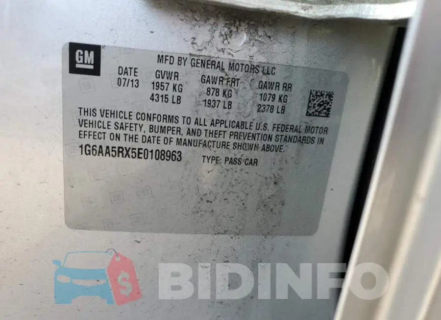 1G6AA5RX5E0108963 Photo# 10