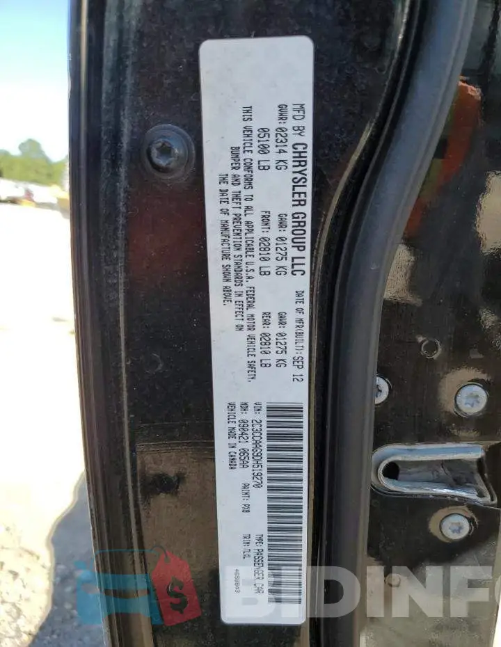 2C3CCAAG9DH519270 Photo# 10