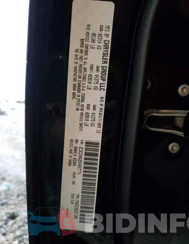 2C3CCAAG9DH667774 Photo# 10