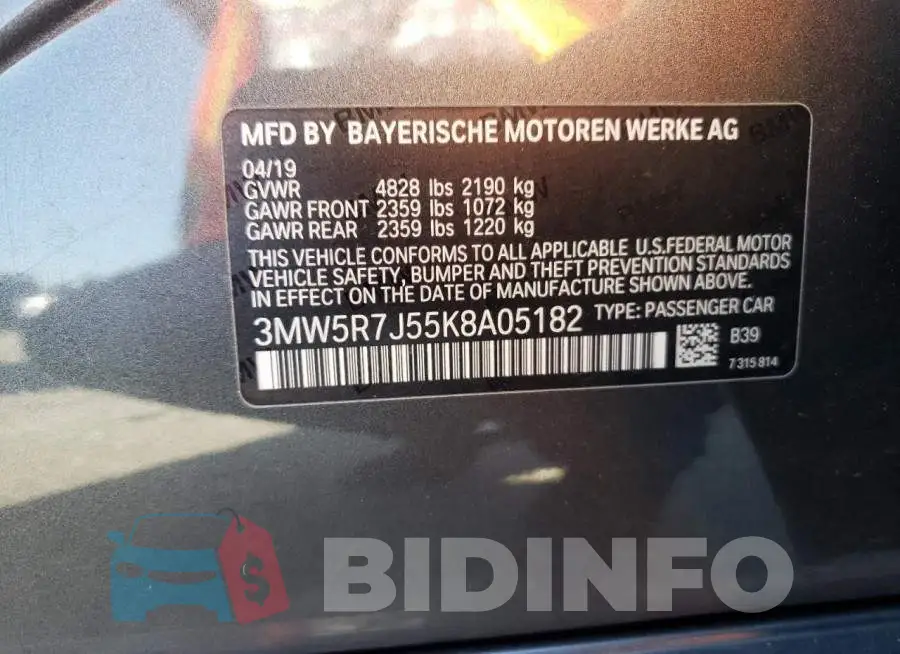 3MW5R7J55K8A05182 Photo# 10