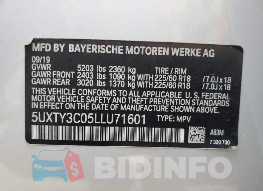 5UXTY3C05LLU71601 Photo# 13