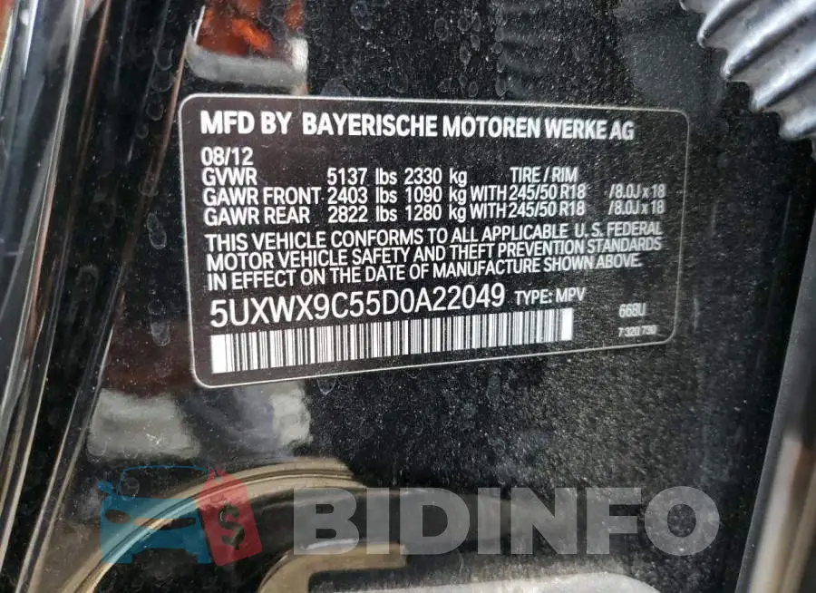 5UXWX9C55D0A22049 Photo# 14