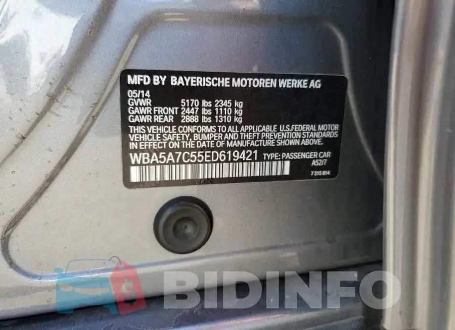 WBA5A7C55ED619421 Photo# 10