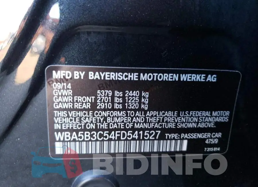 WBA5B3C54FD541527 Photo# 10