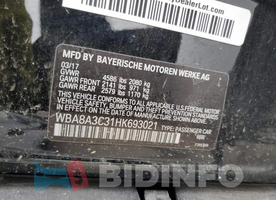 WBA8A3C31HK693021 Photo# 10