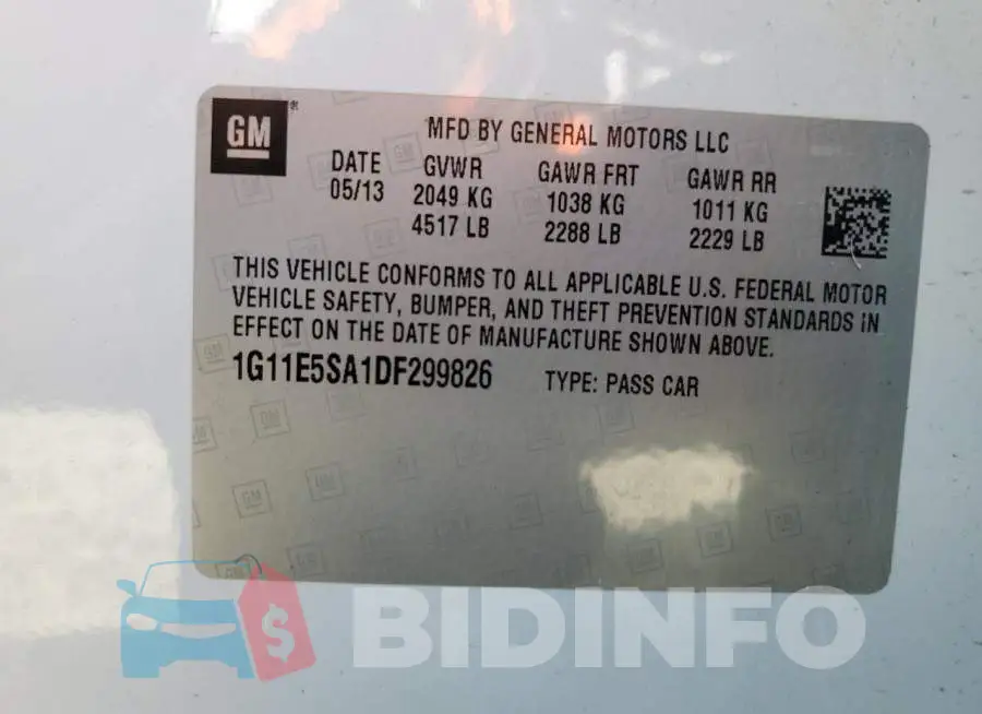 1G11E5SA1DF299826 Photo# 12